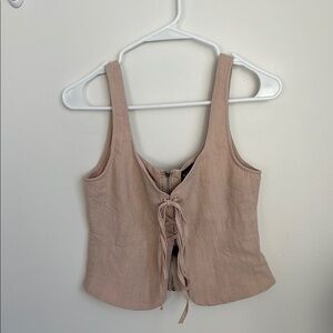 White Fox Boutique Cream Plunge V-Neck Sleeveless Crop Tank Top